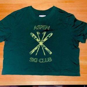 Green crop top by Colsie. Size S. Aspen Ski club.